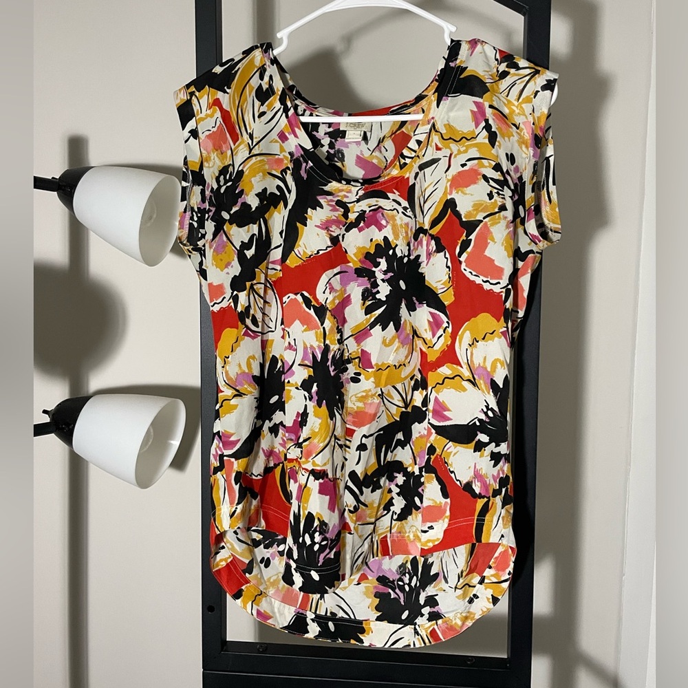 J. Crew Floral Blouse - Red, Yellow, Black